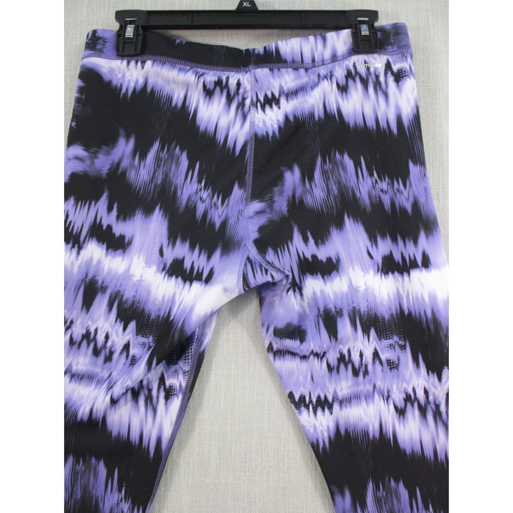 Adidas Womens Purple Black Abstract Wave Print Cropped Legging L Athletic Tights - Picture 9 of 13